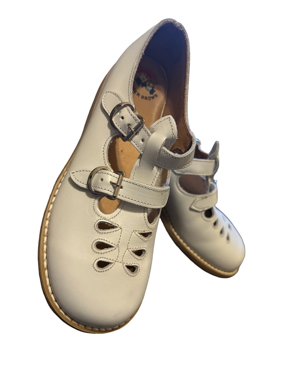 Buster Brown White Double-Buckle Vintage Mary Jane Kids Shoes